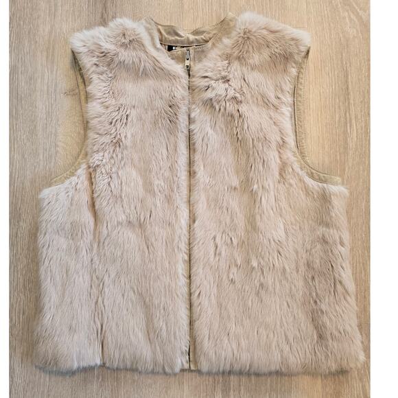 Revue Fur Vest Beige Tan Zip Front Women’s Size XL Genuine Fur - Picture 1 of 5